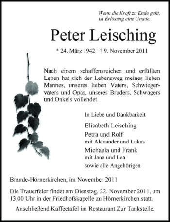 Traueranzeige von   von Barmstedter Zeitung