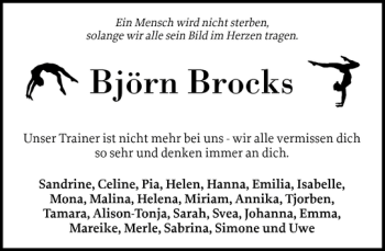 Traueranzeige von Björn Brocks von Elmshorner Nachrichten