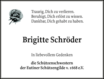 Traueranzeige von Brigitte Schröder von Ostholsteiner Anzeiger
