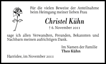 Traueranzeige von Christel Kühn von Flensburger Tageblatt