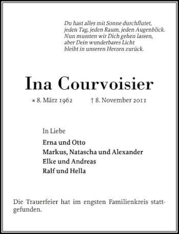 Traueranzeige von Courvoisier  von Elmshorner Nachrichten