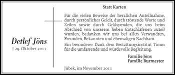 Traueranzeige von Detlef Jöns von Flensburger Tageblatt