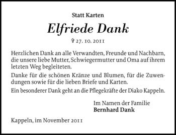 Traueranzeige von Elfriede  von Schlei-Bote