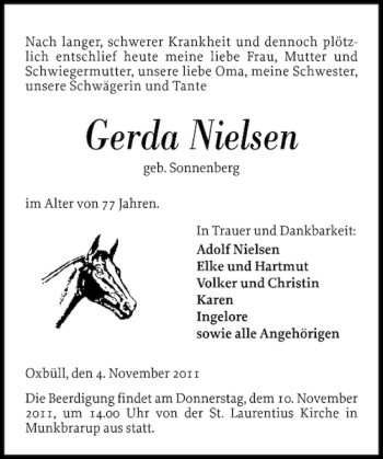 Traueranzeige von Gerda Nielsen von Flensburger Tageblatt