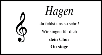 Traueranzeige von Hagen  von Landeszeitung