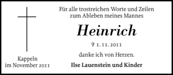 Traueranzeige von Heinrich  von Schlei-Bote