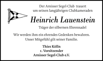 Traueranzeige von Heinrich Lauenstein von Schlei-Bote