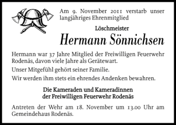 Traueranzeige von Hermann Sönnichsen von Nordfriesland Tageblatt