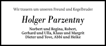 Traueranzeige von Holger Parzentny von Flensburger Tageblatt