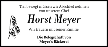 Traueranzeige von Horst Meyer von Husumer Nachrichten