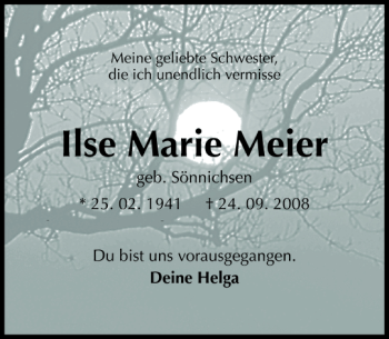 Traueranzeige von Ilse Marie Meier von Nordfriesland Tageblatt