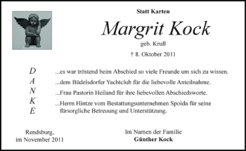 Traueranzeige von Margrit Kock von Landeszeitung