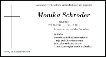 Traueranzeige von Monika Schröder von Elmshorner Nachrichten