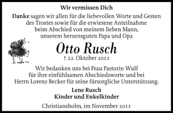 Traueranzeige von Otto Rusch von Landeszeitung