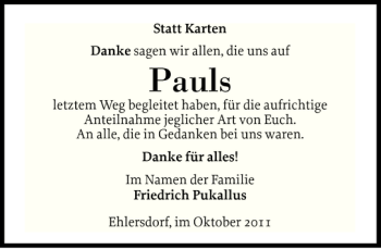 Traueranzeige von Pauls  von Landeszeitung
