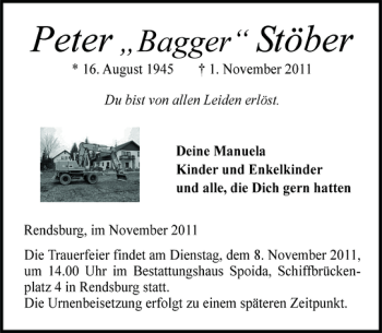 Traueranzeige von Peter Stöber von Landeszeitung