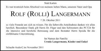 Traueranzeige von ROLF R L von Landeszeitung