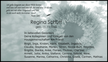 Traueranzeige von Regina Schütt von Ostholsteiner Anzeiger