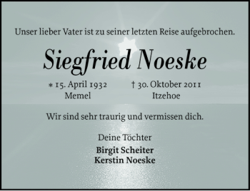 Traueranzeige von Siegfried Noeske von Norddeutsche Rundschau