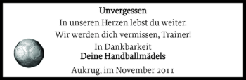 Traueranzeige von U  von Landeszeitung