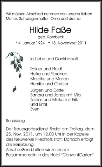 Traueranzeige von und  von Landeszeitung