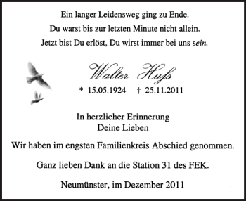 Traueranzeige von   von Holsteinischer Courier