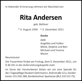 Traueranzeige von   von Holsteinischer Courier