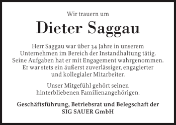 Traueranzeige von Dieter Saggau von Eckernförder Zeitung