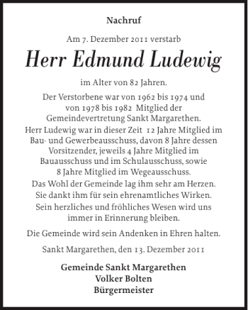 Traueranzeige von Edmund Ludewig von Norddeutsche Rundschau