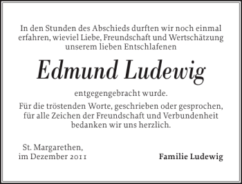 Traueranzeige von Edmund Ludewig von Norddeutsche Rundschau