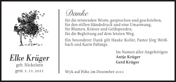 Traueranzeige von Elke Krüger von Der Insel-Bote