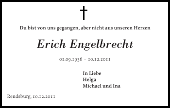 Traueranzeige von Erich Engelbrecht von Landeszeitung
