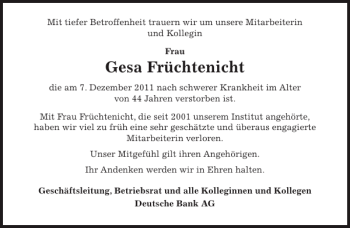 Traueranzeige von Gesa Früchtenicht von Pinneberger Tageblatt