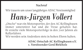 Traueranzeige von Hans-Jürgen Vollert von Norddeutsche Rundschau