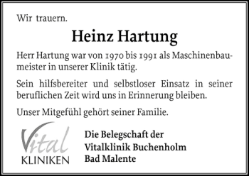 Traueranzeige von Heinz Hartung von Ostholsteiner Anzeiger