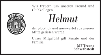 Traueranzeige von Helmut  von Husumer Nachrichten