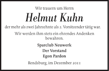 Traueranzeige von Helmut Kuhn von Landeszeitung