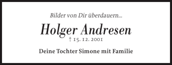 Traueranzeige von Holger Andresen von Flensburger Tageblatt