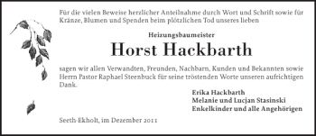 Traueranzeige von Horst Hackbarth von Elmshorner Nachrichten