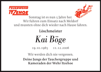 Traueranzeige von Kai Böge von Norddeutsche Rundschau