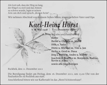 Traueranzeige von Karl-Heinz Horst von Landeszeitung