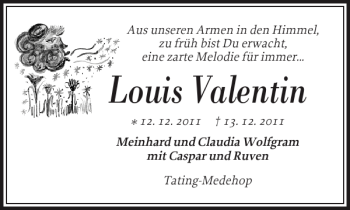 Traueranzeige von Louis Valentin von Husumer Nachrichten