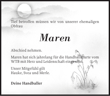 Traueranzeige von Maren  von Der Insel-Bote
