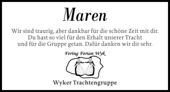 Traueranzeige von Maren  von Der Insel-Bote
