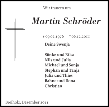 Traueranzeige von Martin Schröder von Landeszeitung