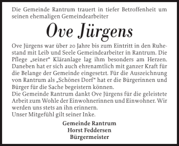 Traueranzeige von Ove Jürgens von Husumer Nachrichten