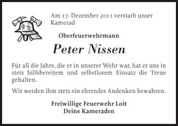 Traueranzeige von Peter Nissen von Schlei-Bote