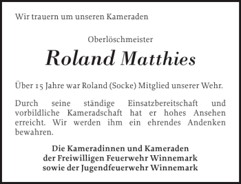 Traueranzeige von Roland  von Schlei-Bote