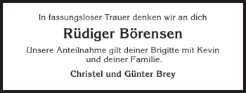 Traueranzeige von Rüdiger Börensen von Flensburger Tageblatt