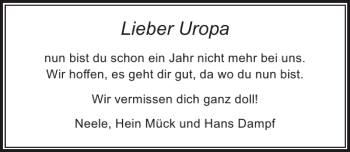 Traueranzeige von Uropa  von Landeszeitung